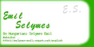 emil selymes business card